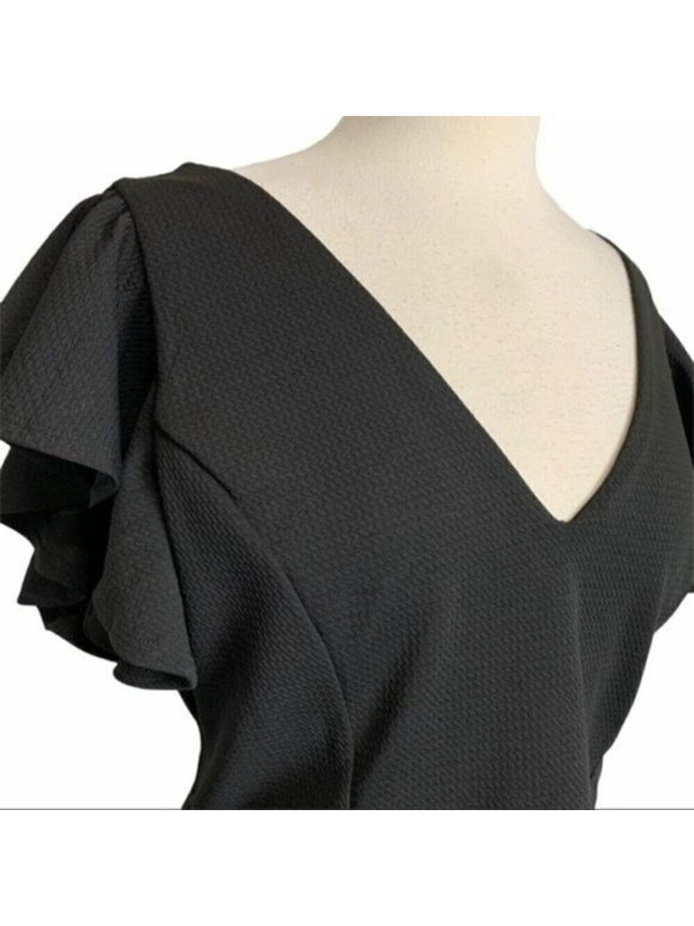 Wet Seal Black Flutter Sleeve Dress 2XL - Picture 3 of 8